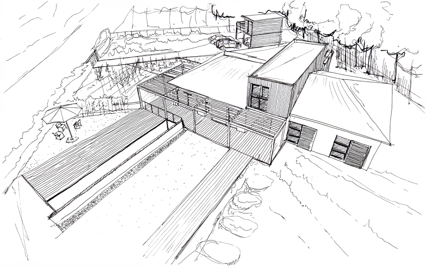 Croquis d'esquisse et plan de conception – phase de dialogue architecte-client