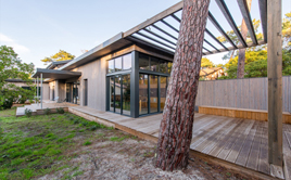 Maison ossature bois à Lacanau conçue par l'architecte Stéphane Chargy à Bordeaux